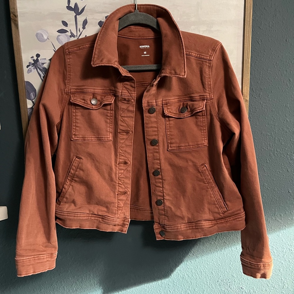 Sonoma Distressed Jean Jacket Rust Orange